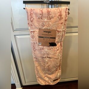 Wrangler Pink and White Cowboy Boots Print Plush Throw Blanket